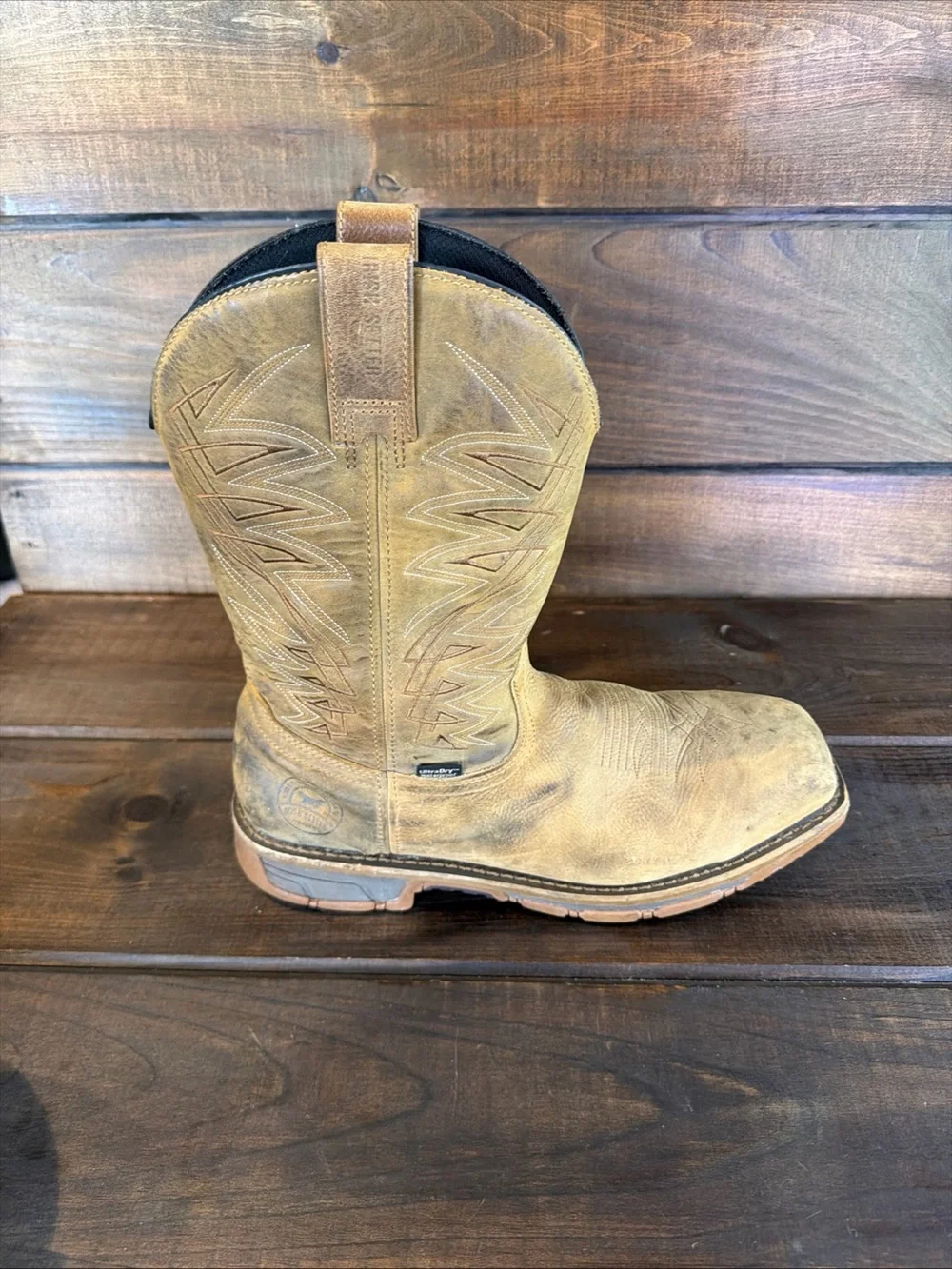 Irish Setter Marshall 83912 Tan Leather Steel Toe Pull On Boots Men Size 13 D